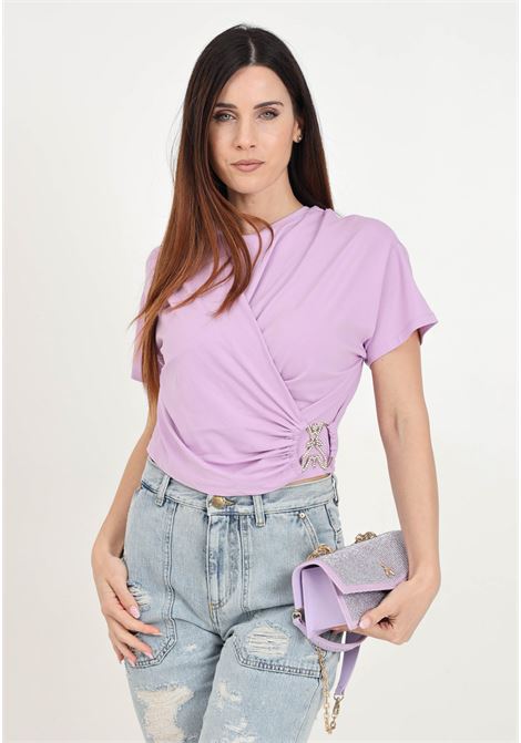 Women's lilac short-sleeved T-shirt with Fly buckle PATRIZIA PEPE | 2M4369/J206M495